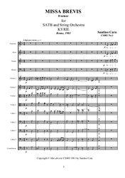 Book of the Missa brevis for SATB and Strings with transcription for Organ