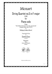 Mozart – Complete String quartet No.5 in F major for piano solo