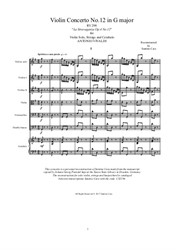 Vivaldi - Concerto No.12 in G major for Violin solo, Strings and Cembalo
