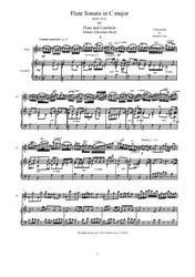 Bach - Flute Sonata in C major for Flute and Harpsichord or Piano