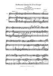 Mozart – Hoffmeister Quartet No.20 in D major for Flute and Piano - Score and Part