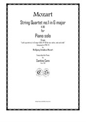Mozart – String quartet No.1 in G major for piano solo