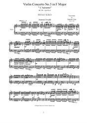 Vivaldi - Violin Concerto No.3 in F Major 'L'autunno' - Piano solo