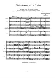Vivaldi - Violin Concerto No.3 in G minor for Violin solo, Strings and Continuo