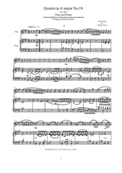 Mozart – Quartet No.18 in A major for Flute and Piano - Score and Part