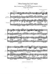 Handel - Oboe Sonata No.5 in F major for Oboe, Continuo and Harpsichord or Piano