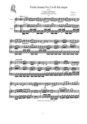 Mozart - Violin Sonata No.3 in B flat major for Violin and Piano - Score and Part