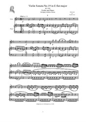 Mozart - Violin Sonata No.19 in E flat major for Violin and Piano - Score and Part