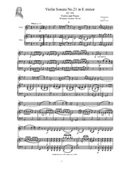 Mozart - Violin Sonata No.21 in E minor for Violin and Piano - Score and Part