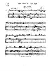Mozart - Violin Sonata No.22 in A major for Violin and Piano - Score and Part