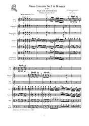 Mozart - Piano Concerto No.3 in D major for Piano solo and Orchestra - Score and Parts