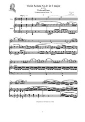 Mozart - Violin Sonata No.24 in F major for Violin and Piano - Score and Part