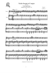 Mozart - Violin Sonata No.25 in F major for Violin and Piano - Score and Part