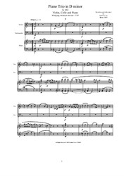 Mozart - Piano Trio in D minor for Violin, Cello and Piano - Score and Parts