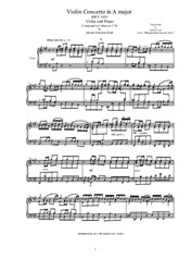 Bach - Violin Concerto in A major for Violin and Piano