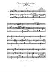 Mozart - Violin Sonata in B flat major for Violin and Piano - Score and Part
