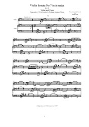 Mozart - Violin Sonata No.7 in A major for Violin and Piano - Score and Part