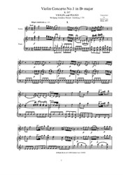 Mozart - Violin Concerto No.1 in B flat for Violin and Piano - Score and Part