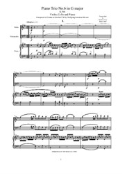 Mozart - Piano Trio No.6 in G major for Violin, Cello and Piano - Full score and Parts